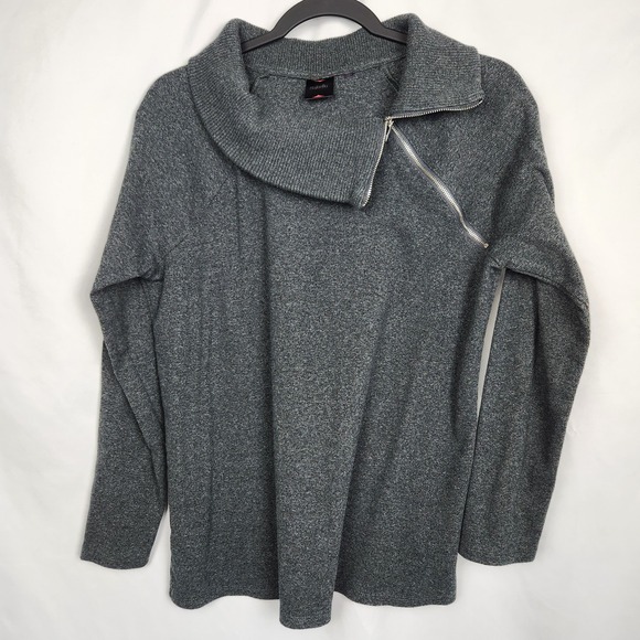Rafaella Womens Gray TurtleNeck Sweater with Zip Detail Ribbed Size Large - Picture 1 of 7
